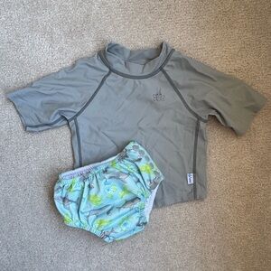 Kids Rashguard Set in Gray and Green by i play.